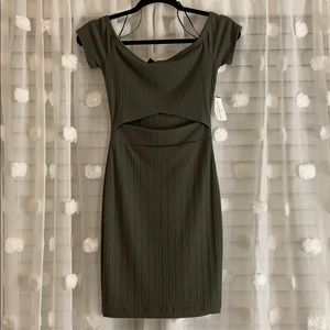 Olive Green Mini Cut Out Dress Never Worn
